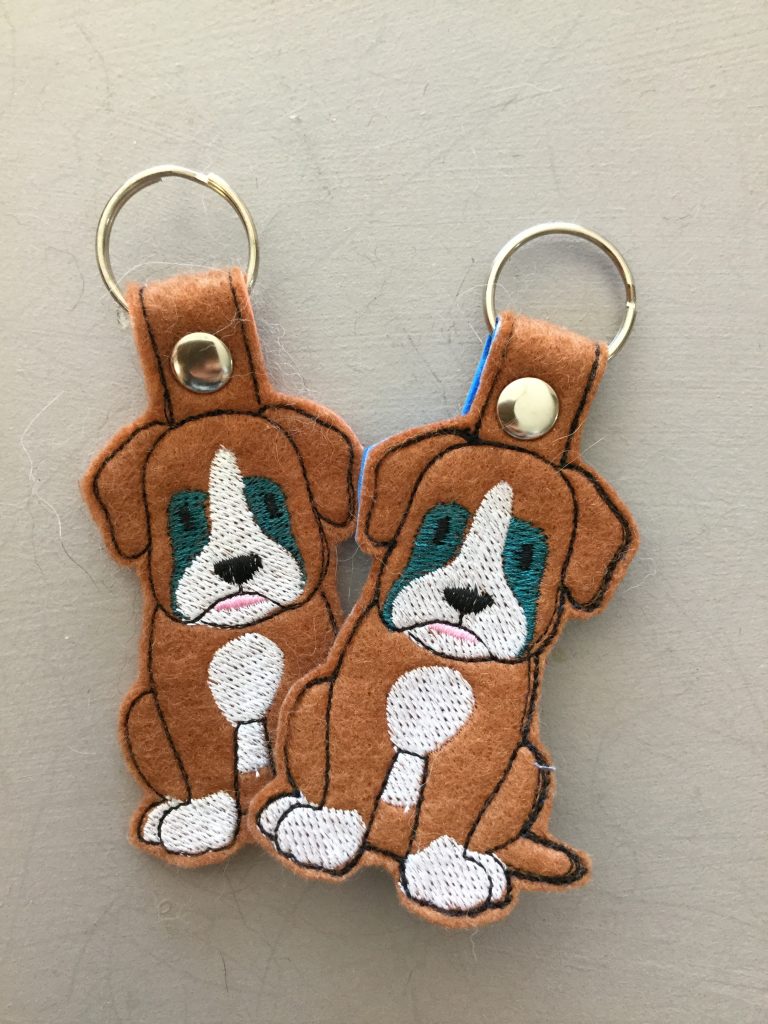 Boxer Dog Keychain Embroidery Design Boxer Dog Breed 